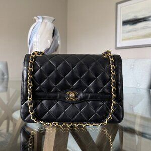 CHANEL LEATHER Vintage Paris Double Flap Black